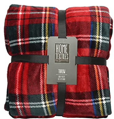 Kuscheldecke Flanelldecke 200 x 150 cm 100% Polyester Wohndecke Fleecedecke rot kariert