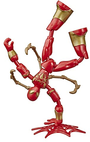 Spider-Man Hasbro Marvel Bend and Flex Iron Spider Figure 15cm Bendable Figure Includes Effect Accessories Age 6+, Multicolor, 5.08 x 16.51 x 22.86 cm (E8972)
