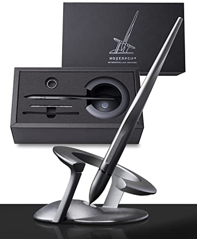 novium Hoverpen Interstellar: le stylo qui lévite, Space Black - Stylo bille au design futuriste et premium inspiré de l'espace, Stylo de Luxe avec Recharges Schmidt, Idée Cadeau & Décoration Bureau