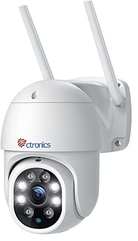 2.5K 4MP Überwachungskamera Aussen WLAN, 2560×1440P Ctronics PTZ 2,4/5GHz Dualband WiFi IP Kamera Outdoor mit Automatische Verfolgung, Personenerkennung, 355°/90° Schwenkbar, Farbiger Nachtsicht, IP66