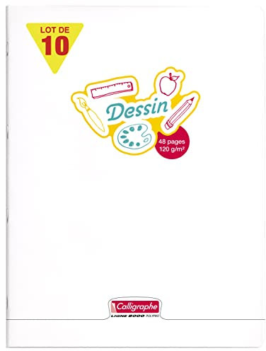 Calligraphe 18154C - Packung mit 10 Heften Calligraphe, ideal für Kunstunterricht und Zeichnungen, DIN A4+, 24x32 cm, 24 Blatt, blanko, 120 g, Transparent, 1 Pack