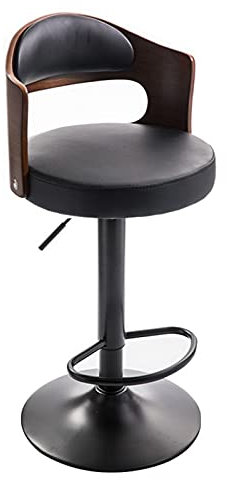 Liudan Bar Chairs Swivel Barstool in Faux Leather Wooden Backrest and Black Paint Finish Adjustable Vintage Retro Bar Stools Bar Stools