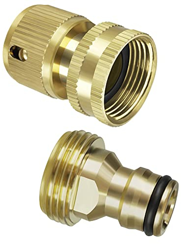iBamso Messing Schlauchanschluss, 2 Stück Garten Schnellkupplung Adapter, Gewinde Schlauchkupplung sind einfach anzuschließen, Hahnanschlussstück sind für Küchenarmatur Wasserhahn und GartenschläUche