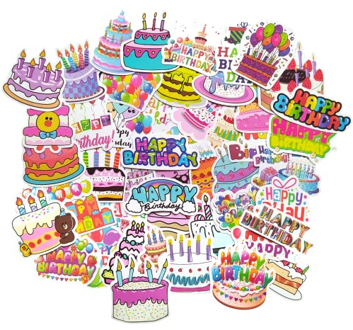 Aufkleber Geburtstag sticker Happy Birthday vinyl aufkleber scrapbook stickers geschenk sticker geburtstagskuchen wasserdichte aufkleber für kinder teens party