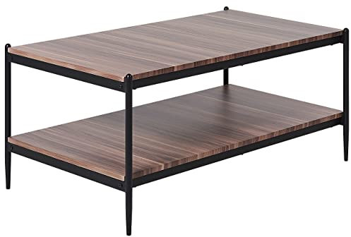 Beliani Couchtisch rechteckig schlicht modern dunkler Holzfarbton/schwarz Avoca