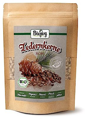 Biojoy Piñones Crudos Orgánicos (250 g), enteros, non tostadas y sin sal (Pinus sibirica)
