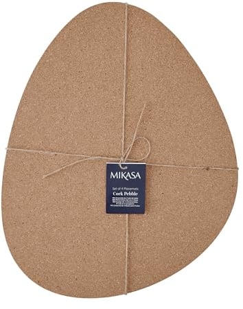 Mikasa Kork-Platzsets in Kieselsteinform, 4er-Set Tischsets, 38cm x 30cm | Tischschoner