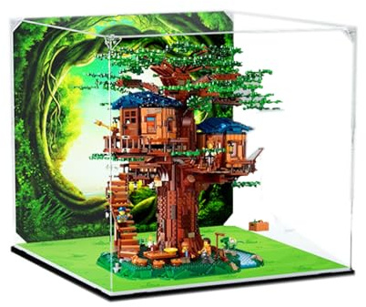 Acryl-Vitrine für Lego Ideas Baumhaus 21318, Schaukasten, schützen und dekorieren, Modell mit staubdichter Aufbewahrung, Geschenke (Hintergrund A (45 x 45 x 42)