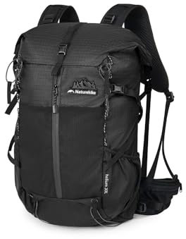 Naturehike 5L/15L/25L/30L Ultra Lightweight Hiking backpacking backpack, Camping Waterproof Mountaineering Bag, Outdoor Daypack for Men and Women (30+5L, Black)