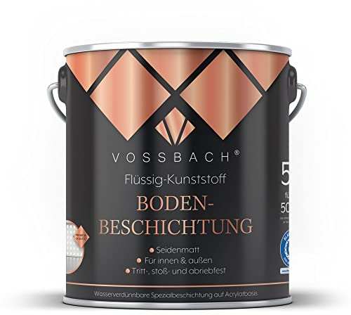 VOSSBACH Premium Flüssig Kunststoff Bodenbeschichtung 5l RAL 7016 Anthrazitgrau oder RAL 7001 Silbergrau Seidenmatt Betonfarbe Bodenfarbe (Silbergrau)