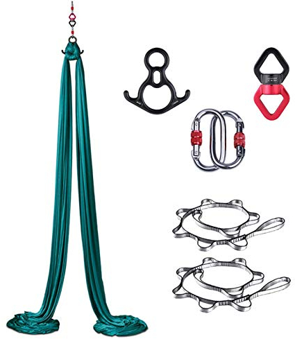 Aerial Yoga-Hängematte, Aerial Silks-Schlinge, Aerial Yoga-Schaukel, Aerial Yoga-Ständer, 11 Yards Aerial Silks-Ausrüstung,Aerial Silk-Hardware-Kit mit geringer bis mittlerer Dehnung für akrobatischen