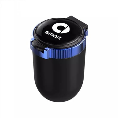 CWMFLI Auto-Aschenbecher für Smart 450 451 453 Fortwo Forfour, Tragbarer Aschenbecher mit Deckel Geruchsdicht für Reisen Zuhause Büro Outdoor Camping Einfache Reinigung Abnehmbar,Blue