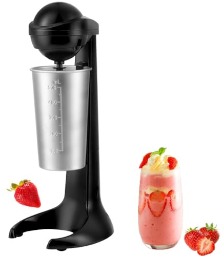 Mixer per frullati, Shaker per proteine elettrico da 100 W per frullati simili, Mixer per frappè con tazza in acciaio inossidabile da 500 ml, Mixer per proteine per frappè, Miscele per frappe