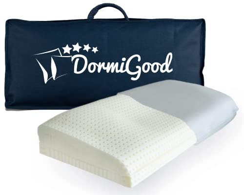 DormiGood Premium Latex Kissen 62x30 bis 10 cm höhenverstellbar - Made in Germany - Orthopädisches Nackenstützkissen - Talalay Naturlatex Kissen mit atmungsaktivem Tencel Lyocell Bezug