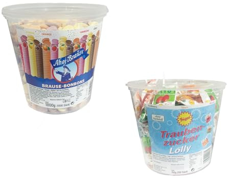 Traubenzucker Ahoj Brausebonbons verschiedene Sorten (1x TrZuckerLolly, 1x Brausebonbon & 1xHLKauf-Block)