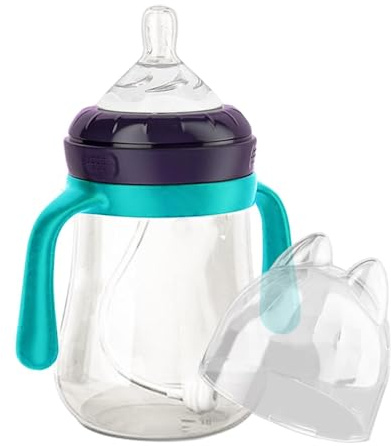 Silicone Baby Bottle, 240ml Anti-Colic Baby Bottle, Newborns Bottle Set Breast-Like Nipple Baby Feeding Bottle with Handles, Baby Feeding Supplies for Babies Boys Girls Breastfeeding