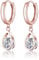 SLUYNZ Sterling Silver CZ Hoop Earrings Drop for Women Teens Sparkly Teardrop Hoop Earrings Water Drop Huggie Simulated Diamond Hoop Earrings (C-Rose Gold)
