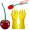 1 Stück Kirschtoilette-Bürste, 1 Paar Reinigungshandschuhe, Neuartige Toilettenbürste, Toilettenbürste Und -Halter, Toilettenbürstengarnitur, Badezimmer-Toilettenbürste