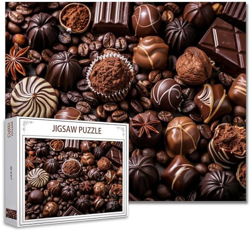 Tucocoo Chocolate Sweets Cocoa Jigsaw Puzzle 1000 Pieces Puzzles for Adults, Coffee Beans Art Jigsaw Puzzles for Challenging Family Activity Games Brown DIY Handwork Puzzle for Home Decor Gifts