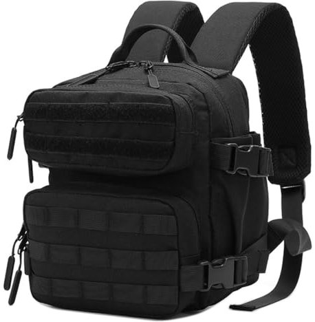 Vmokki Taktische Rucksack Klein 9 Liter Wanderrucksack Rückenbelüftung Anti Diebstahl für Wandern Reise Camping Trekking Jungen Mädchen Damen Herren (Schwarz)