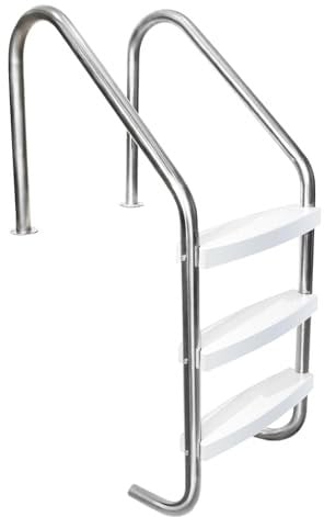 Escalera Piscina Acero Inoxidable, Escalera para Piscina Antideslizante con 3 Peldaños, Escalera de Piscina con Carga de 150 kg, 53x59x132cm, Peldaños Escalera Piscina de Fácil Montaje