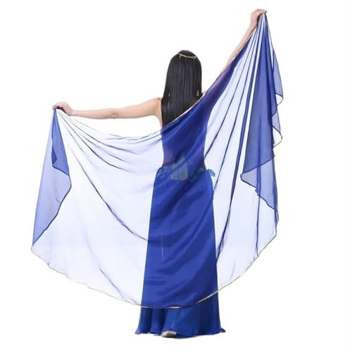 LPHFDCS Bauchtanzschleier Bauchtanz-Schleier aus Chiffon for Damen, Tanzkostüm, Chiffon, Schal, Schleier, Voile, orientalischer Tanz, 250 x 12 cm Bauchtanz-Schal(Blue)