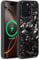 Molzar Grip Series for iPhone 16 Pro Max Case with Real Forged Carbon Fiber, Grippy Edges Design, Built-in Magnets, Compatible with MagSafe Chargers and Accessories, Glossy Black/Red