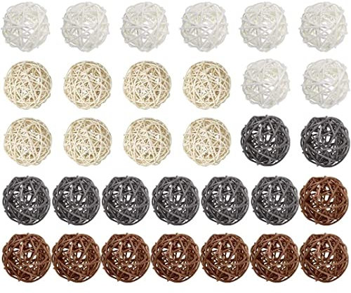32 Pcs Wicker Balls, Decorative Balls for Vase Centerpiece Bowls Fillers Balls Wicker Rattan Balls for Halloween Fall Craft Home Decor