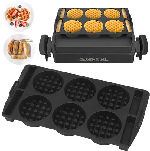 Waffelplatten Kompatibel mit Tefal Optigrill XL, Waffeleinsatz Backschaleneinsatz aus Silikon, Waffel Insert Kontaktgrill Zubehör für Tefal OptiGrill Elite XL, Plus + XL, Elite Plus XL