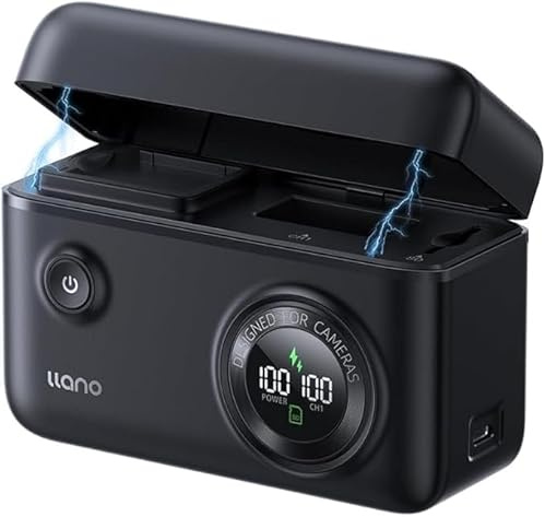 llano 4-in-1 DMW-BLK22 Ladegerät, 20W Schnellladen, USB 3.0 Kartenleser | Aufbewahrungstasche mit 10400mAh Kapazität für Lumix GH6, S5M2, GH5M2, S5M2X, S5IIX, S5II, G9M2, DC-S9, L10, LED Display