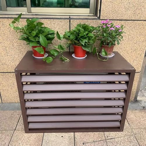 Klimaanlagen Abdeckung Aus Blumenständer Draußen Gitter Klimaanlagen Zaun Für Außengeräte Dekorativer Bildschirm Der Klimaanlage Sichtschutz Zäune,Braun,2/3PXL110XW60XH80CM