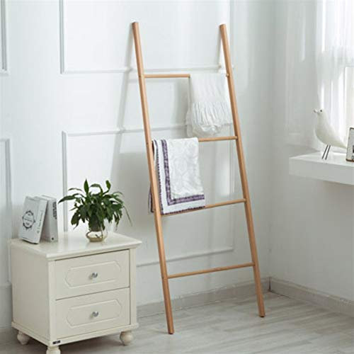 Holzleiter Handtuchständer Kleiderständer Dekor für Badezimmer 160x50cm Buchenholz-Finish