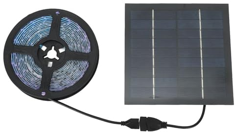 Tbest LED-Pflanzenwachstumslicht, 5 M LED-Pflanzenwachstumslichter Innenstreifen Wachstumslichtpanel Spektrum Pflanzenlicht mit Solarpanel