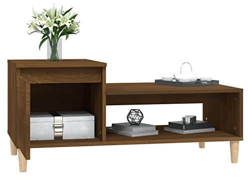 HEFZGDB Couchtisch Braun Eichen-Optik 100x50x45 cm Holzwerkstoff Couchtisch Akazie Couchtisch Klein Wohnzimmertisch Klein Kaffeetisch für Innenhof Garten Wohnzimmer Café