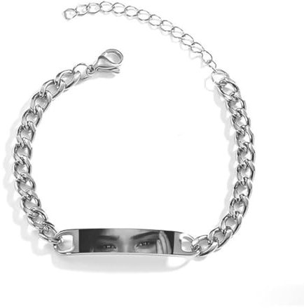 Braccialetto fotografico personalizzato con occhio, braccialetti di coppia unici occhio dell'amante inciso, acciaio inossidabile argento, regalo per San Valentino per uomini donne marito e moglie