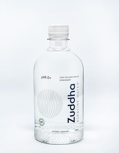 Zuddha Alkaline Water - pH 9.0+ Purified Still Spring Water in Compostable Bottles - Natural Hydration for Health & Wellness - Multipacks of 6 x 500ml