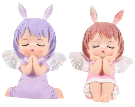 Ciieeo 2 Pack Fairy Cake Toppers for Girls Doll Cake Toppers Delicate Angel and Stitch Figures Birthday Party Decorations
