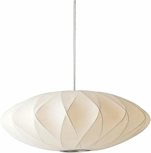 kaixunl 19.7 Inch Silk Pendant Light, White Imitation Silk Lampshade Ceiling Hanging Lamp Modern Saucer Pendant Lights Fixtures for Living Dining Room Bedroom Office Restaurant