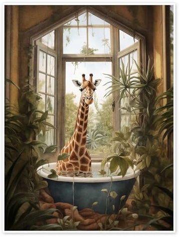Posterlounge Giraffe im Dschungelbad Poster | 30 x 40 cm von Olga Telnova Wandbilder Wanddeko