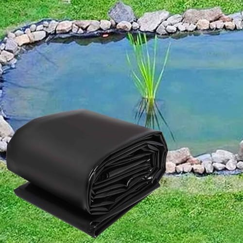 DMCHENGMA Schwarze Teichfolie, 5 mil dick biegsame HDPE-Teichhäute, leicht zuschneidbare Unterlage für Fisch- oder Koiteiche, Wasserspiele, Wasserfallsockel, Springbrunnen, Wassergärten(4x5m)