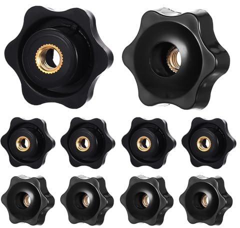 Peygre 10 Pcs M8 Star Clamping Nuts, Plastic Grip | Plastic Star Handle Knobs, Wing Nuts, Thumb Screws, Thread Nuts, for Furniture, Fitness Equipment, Machinery Tools