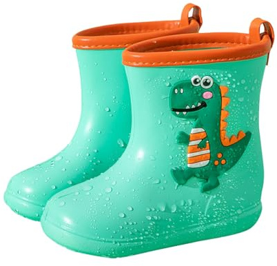 Stivaletti Pioggia Bambino Scarpe da Pioggia Antiscivolo Impermeabili Stivali Pioggia Colorati Bambino Bambina Stivaletti Impermeabili Unisex Stivali da Pioggia Scarpe da Cartone (Light Green-b, 22)