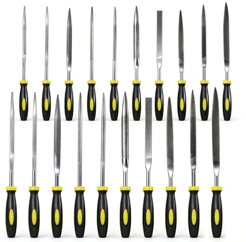 Nadelfeilen Set 20-tlg. Profi Schlüsselfeilen Set (4x160 mm, 5x180 mm) – Metallfeilen Präzisions Feilen mit ergonomischem Griff, Feilenset für Metall, Holz, Kunststoff, Schmuck & Modellbau