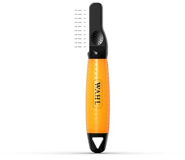 Wahl Démêloir pour chiens et chats, animaux à poils longs et courts | Brosse de toilettage, peigne pour chiens et chats, brosses démêlantes, dents en acier inoxydable, poignée en gel, orange