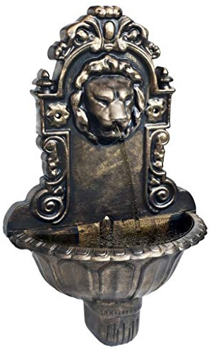 Mokuyary Fontana da parete Design testa di Leone Bronzo, fontana da giardino per decorazione esterna, cortile, patio