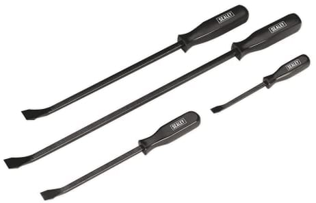 Sealey Pry Bar Set 4pc - AK206, High Grade Carbon Steel, Chrome Vanadium, Flat Head, 200, 300, 450, 600mm