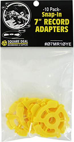 7 Yellow Plastic Record Inserts - Flat style - 10 Pack (A.K.A. 45 Adapter / Adaptor)