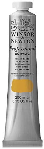 Winsor & Newton 2337744 Professional acrylic paint in 200ml tube, high opacity, artist quality, yellow ocher