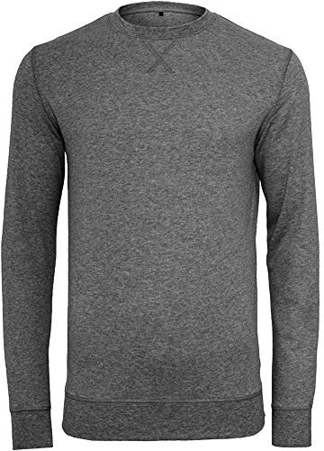 Build Your Brand Light Crew Sweatshirt, L, Charcoal (Heather)