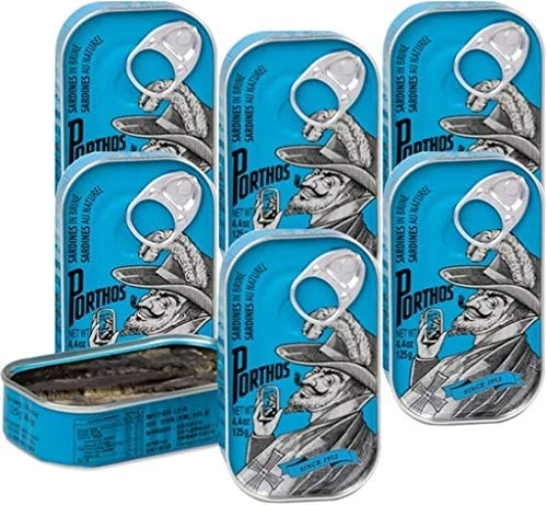 Porthos Sardinen in Salzlake 6 x 125 g - Hohes Omega-3-Gehalt / Portugal